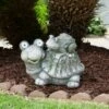 Alpine Corporation Alpine 11" Solar Turtles LED Light Magnesium Oxide Statue Brown