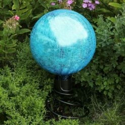 10.5" Iron Helix Gazing Globe Ball Stand Black Powder Coat Finish - ACHLA Designs