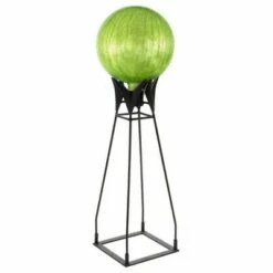 33" Iron Gazing Globe Ball Stand with Baseplate Black Powder Coat Finish - ACHLA Designs