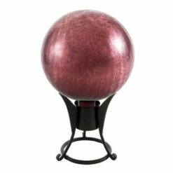 7.75" Small Iron Trestle Gazing Globe Ball Stand Black Powder Coat Finish - ACHLA Designs