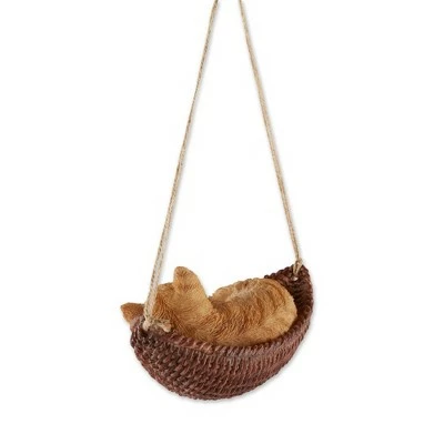 Zingz & Thingz Zingz & Thingz 9.25" Polyresin Napping Cat on Hammock Garden Figurine Brown 4 Zingz & Thingz Zingz & Thingz 9.25" Polyresin Napping Cat on Hammock Garden Figurine Brown - Image 2