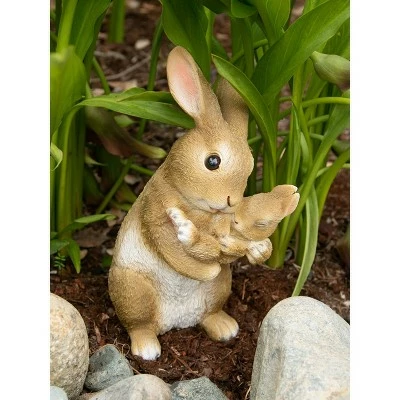 Zingz & Thingz Zingz & Thingz 10" Polyresin Mom and Baby Rabbit Garden Figurine Tan 4 Zingz & Thingz Zingz & Thingz 10" Polyresin Mom and Baby Rabbit Garden Figurine Tan - Image 2