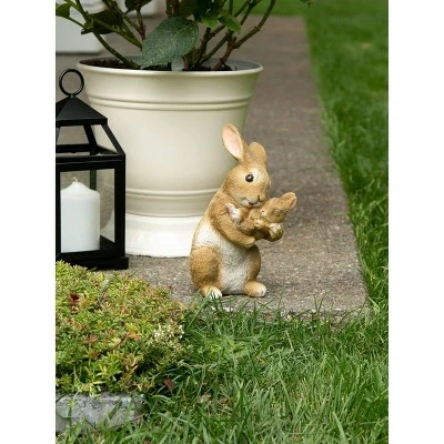 Zingz & Thingz Zingz & Thingz 10" Polyresin Mom and Baby Rabbit Garden Figurine Tan 6 Zingz & Thingz Zingz & Thingz 10" Polyresin Mom and Baby Rabbit Garden Figurine Tan - Image 4