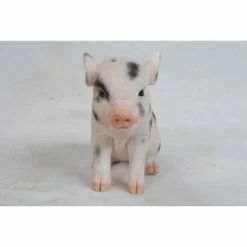HI-LINE GIFT LTD 6" Polyresin Sitting Baby Pig with Black Dots Statue Pink - Hi-Line Gift