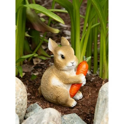 Zingz & Thingz Zingz & Thingz 5" Polyresin Bunny Hugging Carrot Garden Figurine Tan 2 Zingz & Thingz Zingz & Thingz 5" Polyresin Bunny Hugging Carrot Garden Figurine Tan