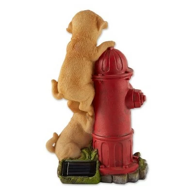 Zingz & Thingz Zingz & Thingz 12" Polyresin Dogs and Fire Hydrant Solar Statue Tan 7 Zingz & Thingz Zingz & Thingz 12" Polyresin Dogs and Fire Hydrant Solar Statue Tan - Image 5