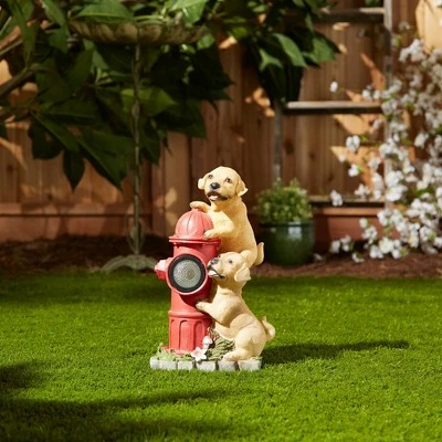 Zingz & Thingz Zingz & Thingz 12" Polyresin Dogs and Fire Hydrant Solar Statue Tan 9 Zingz & Thingz Zingz & Thingz 12" Polyresin Dogs and Fire Hydrant Solar Statue Tan - Image 7
