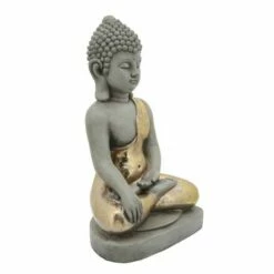 24" Resin Sitting Buddha Outdoor Figurine - Gray - Sagebrook Home