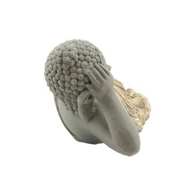 Sagebrook Home 9" Resin Laying Buddha Outdoor Statue Gray/Gold 4 Sagebrook Home 9" Resin Laying Buddha Outdoor Statue Gray/Gold - Image 2