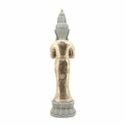 Sagebrook Home 26" Resin Standing Buddha Outdoor Statue Gray/Gold