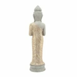 Sagebrook Home 24" Resin Standing Buddha Outdoor Statue Gray/Gold