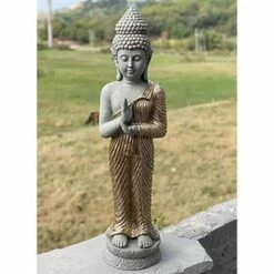 Sagebrook Home 24" Resin Standing Buddha Outdoor Statue Gray/Gold -Cheap Garden Decor Store unnamed file 9423