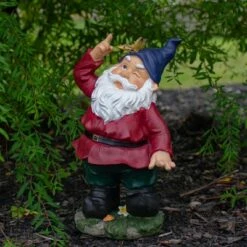 Northlight 11" Red and Green Gnome with Butterfly Outdoor Garden Statue