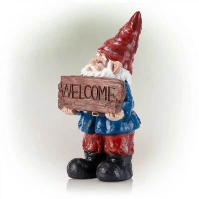 Alpine Corporation Alpine 22" Welcome Sign Magnesium Oxide Gnome Statue 3 Alpine Corporation Alpine 22" Welcome Sign Magnesium Oxide Gnome Statue - Image 2