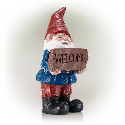 Alpine Corporation Alpine 22" Welcome Sign Magnesium Oxide Gnome Statue 4 Alpine Corporation Alpine 22" Welcome Sign Magnesium Oxide Gnome Statue - Image 3