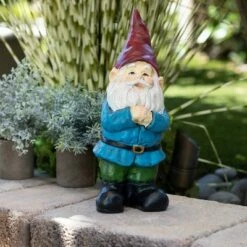 12" Polyresin Bearded Garden Gnome Statue With Red Hat - Alpine Corporation