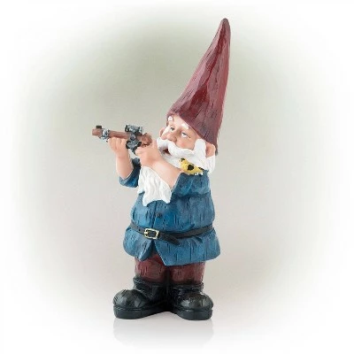 Alpine Corporation Alpine 12" Hunting Shirt Magnesium Oxide Garden Gnome Statue Blue 4 Alpine Corporation Alpine 12" Hunting Shirt Magnesium Oxide Garden Gnome Statue Blue - Image 2
