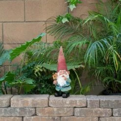 15" Polyresin Gnome Holding A Birdhouse Statue - Alpine Corporation