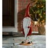 Evergreen 30.25"H Holiday Gnome with Solar Lantern Garden Statuary