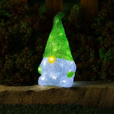 Evergreen Twinkling Light Gnome Garden Statue, Light Green 5 Evergreen Twinkling Light Gnome Garden Statue, Light Green - Image 4