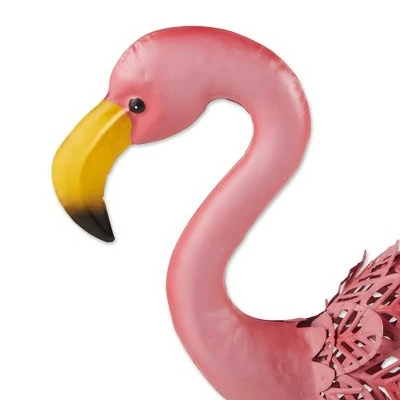Zingz & Thingz Zingz & Thingz 27" Iron Leaning Solar Flamingo Statue Pink 3 Zingz & Thingz Zingz & Thingz 27" Iron Leaning Solar Flamingo Statue Pink - Image 2