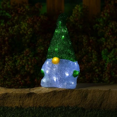 Evergreen Twinkling Light Gnome Garden Statue, Green 6 Evergreen Twinkling Light Gnome Garden Statue, Green - Image 4