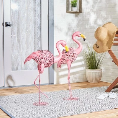Zingz & Thingz Zingz & Thingz 27" Iron Leaning Solar Flamingo Statue Pink 7 Zingz & Thingz Zingz & Thingz 27" Iron Leaning Solar Flamingo Statue Pink - Image 6