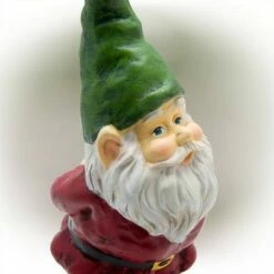 Alpine Corporation 11" Polyresin Bearded Garden Gnome Statue with Hat Green -Cheap Garden Decor Store unnamed file 9788