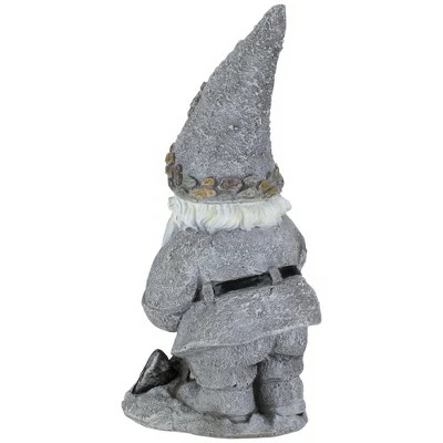 Roman 13.25" Pebble Gnome with Shovel Outdoor Garden Statue 6 Roman 13.25" Pebble Gnome with Shovel Outdoor Garden Statue - Image 4