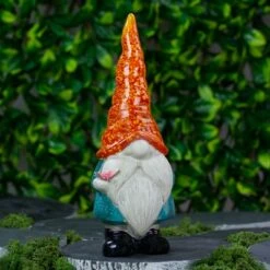 Northlight Orange Standing Gnome with Butterfly Patio and Garden Statue