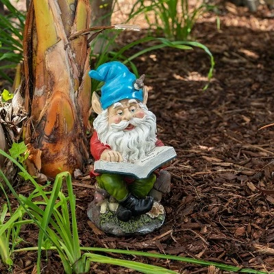 Alpine Corporation 14" Polyresin Gnome Reading Book Statue 2 Alpine Corporation 14" Polyresin Gnome Reading Book Statue