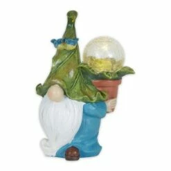 Zingz & Thingz Zingz & Thingz 10.6" Polyresin Gnome with Flower Pot Solar Statue
