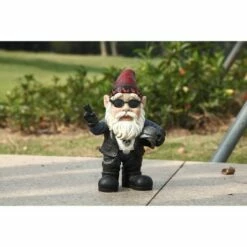 HI-LINE GIFT LTD 10.25" Polyresin Biker Gnome with Sunglasses and Helmet Outdoor Statue Black - Hi-Line Gift