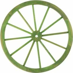 Gardenised Decorative Antique Cottage Green Wagon Garden Wheel - 31