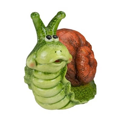 Northlight 13.5" Green and Brown Snail Outdoor Garden Statue 4 Northlight 13.5" Green and Brown Snail Outdoor Garden Statue - Image 2