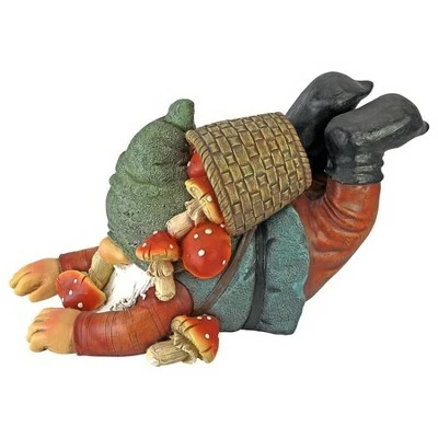 Design Toscano Clumsy Karl The Mushroom Hunter Gnome Statue - Multicolored 4 Design Toscano Clumsy Karl The Mushroom Hunter Gnome Statue - Multicolored - Image 2