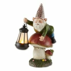 Zingz & Thingz Zingz & Thingz 8.5" Polyresin Gnome on Mushroom Solar Statue