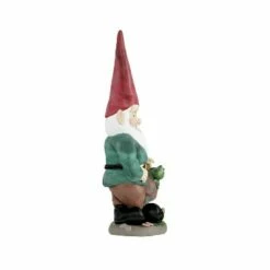 Nature Spring Lawn Gnome Resin Statue for Gardens and Backyards - 14", Green/Red